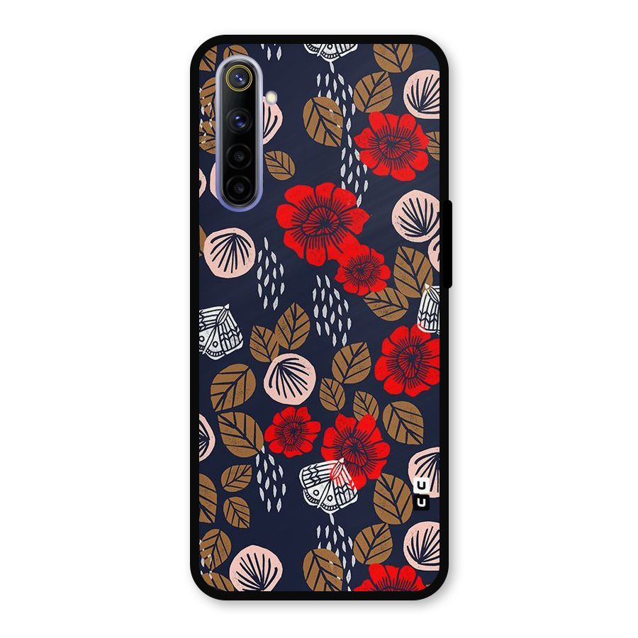 Orange Flora Metal Back Case for Realme 6