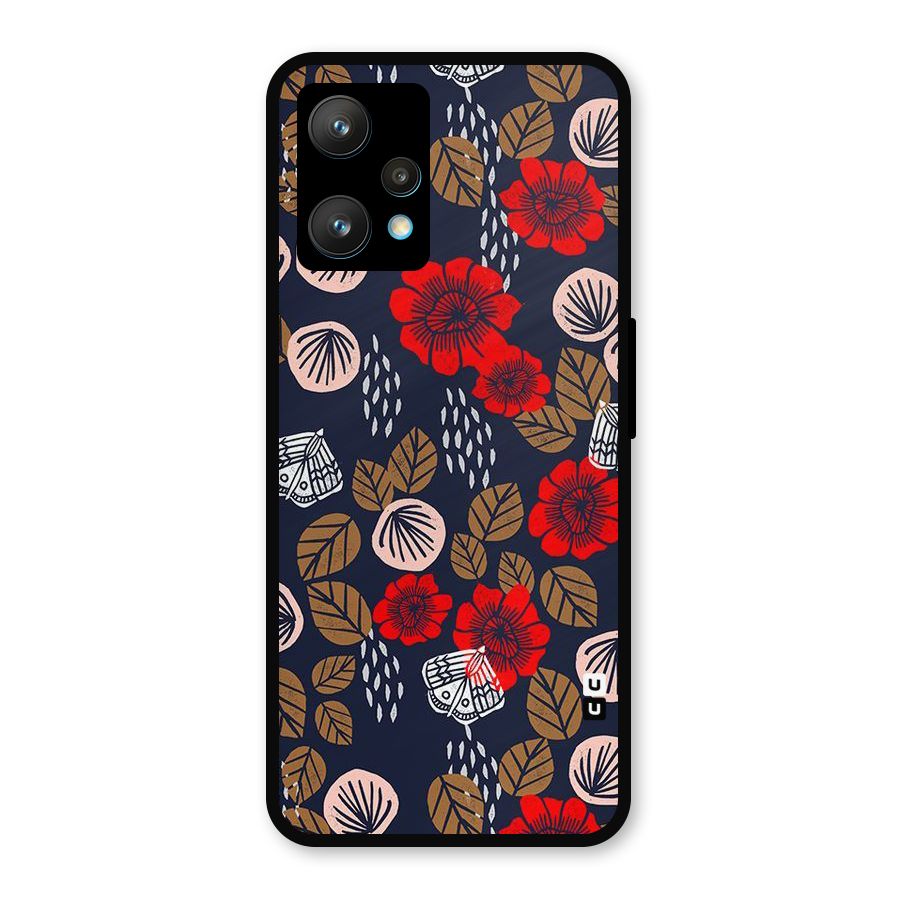 Orange Flora Metal Back Case for Realme 9