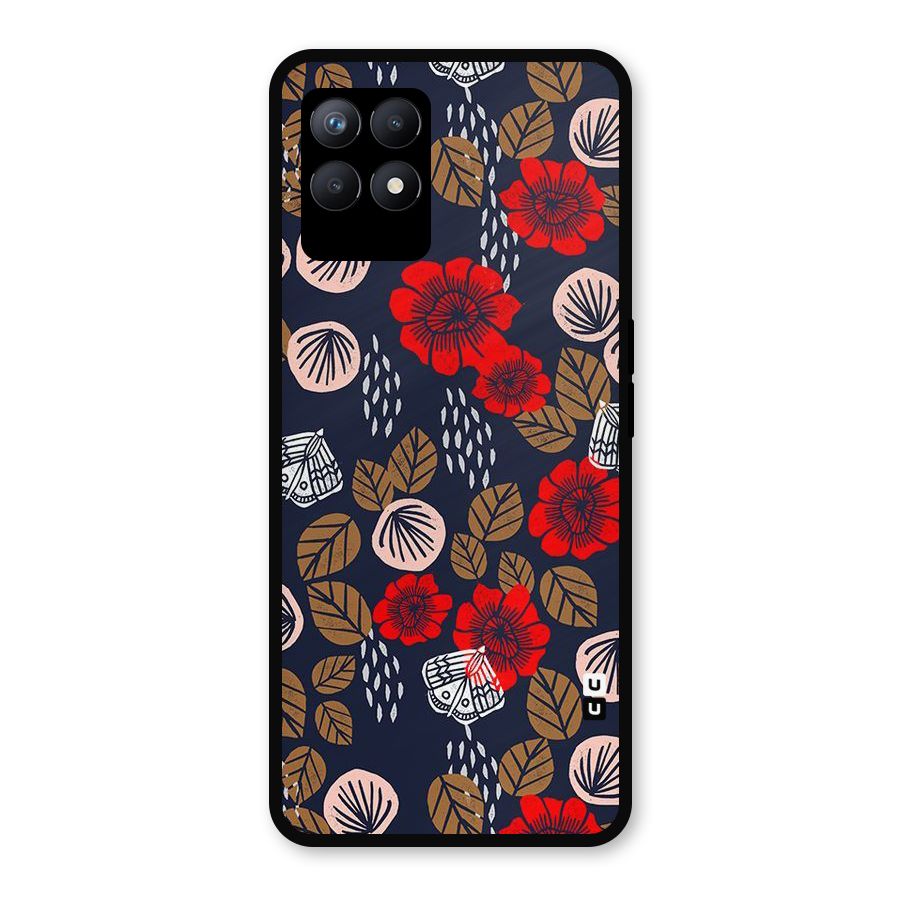 Orange Flora Metal Back Case for Realme Narzo 50