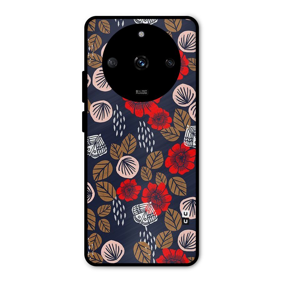 Orange Flora Metal Back Case for Realme Narzo 60 5G