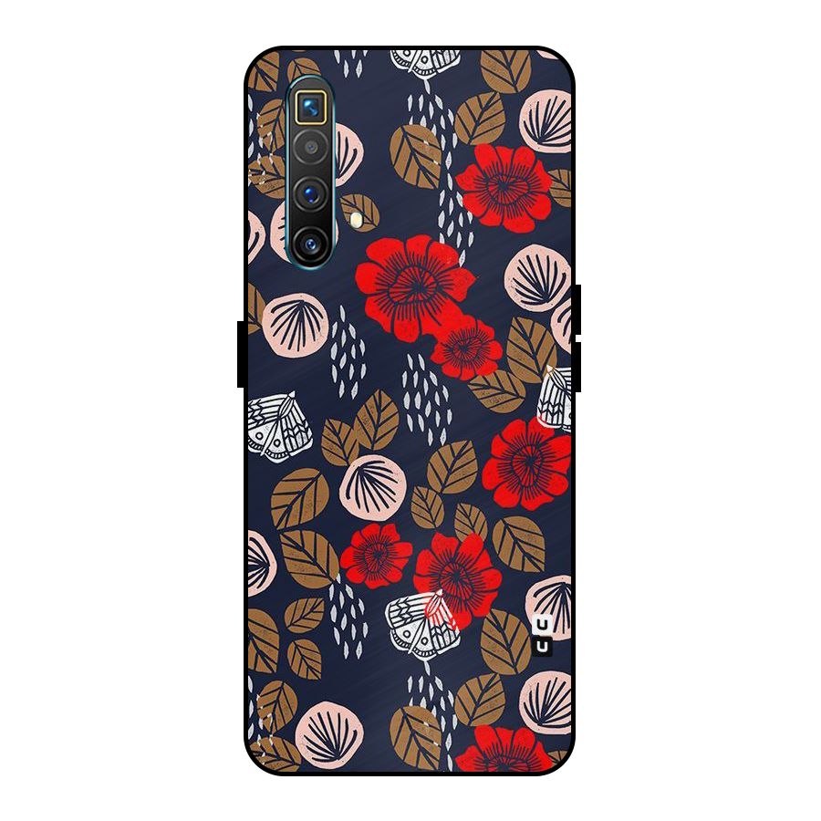 Orange Flora Metal Back Case for Realme X3