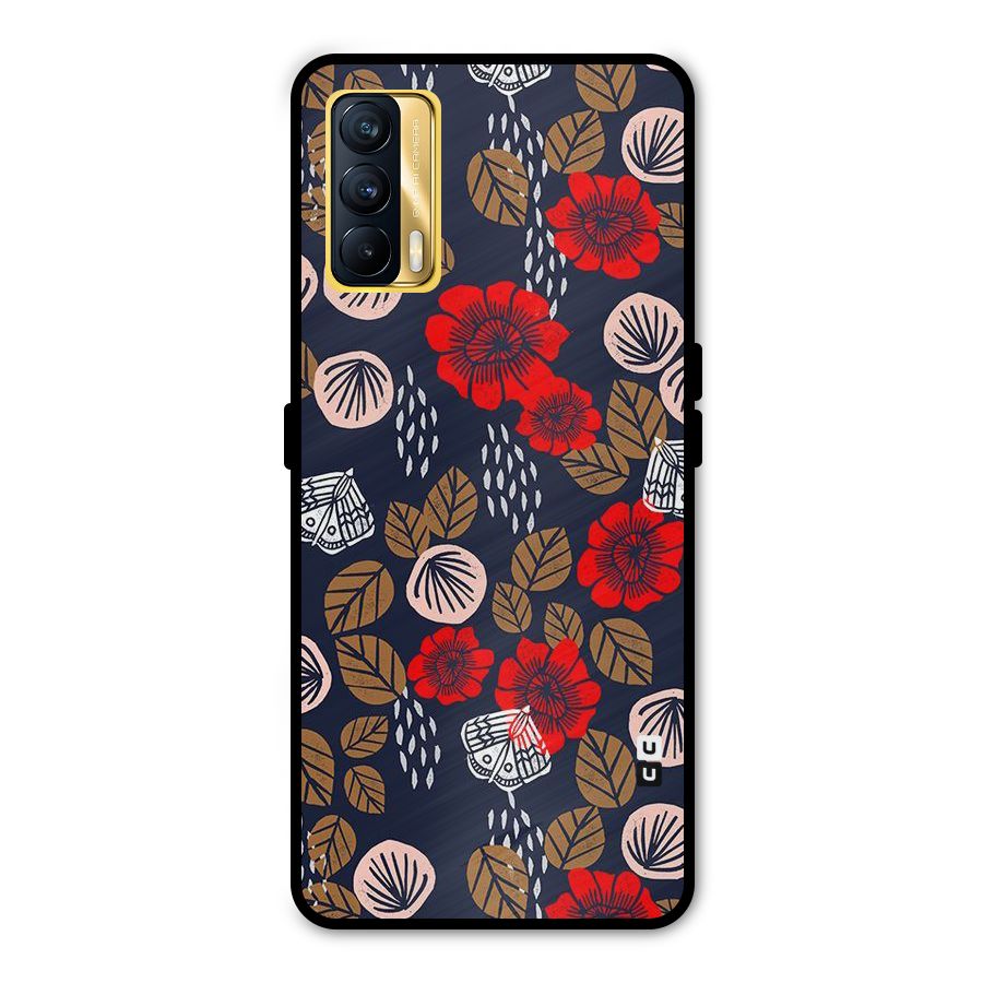 Orange Flora Metal Back Case for Realme X7