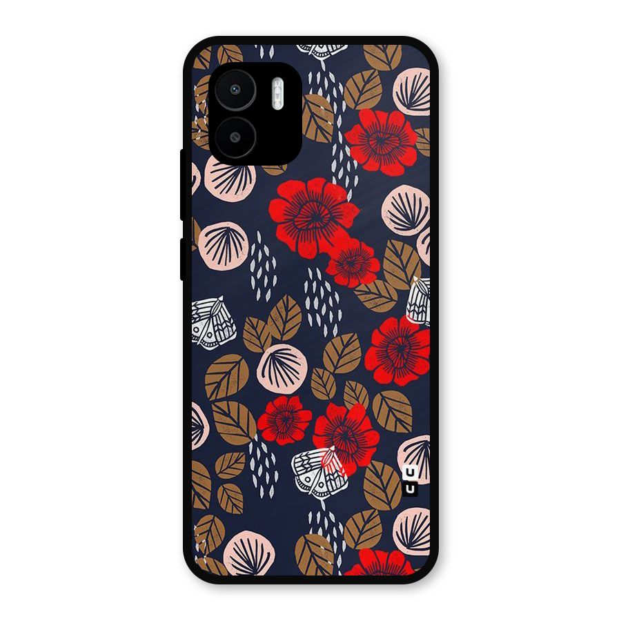 Orange Flora Metal Back Case for Redmi A2