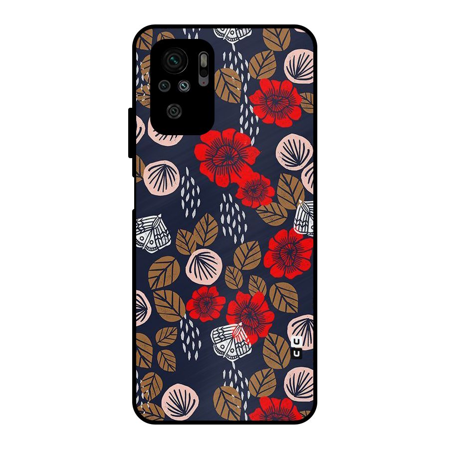 Orange Flora Metal Back Case for Redmi Note 10S