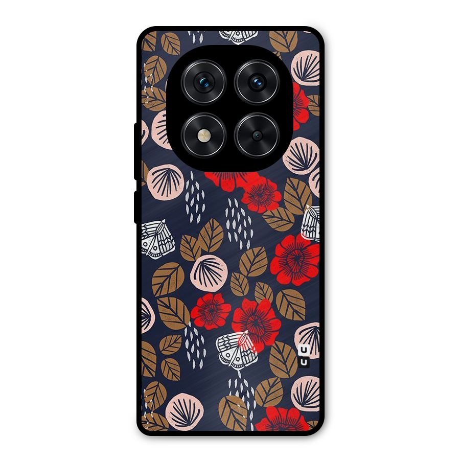 Orange Flora Metal Back Case for Redmi Note 14 Pro 5G