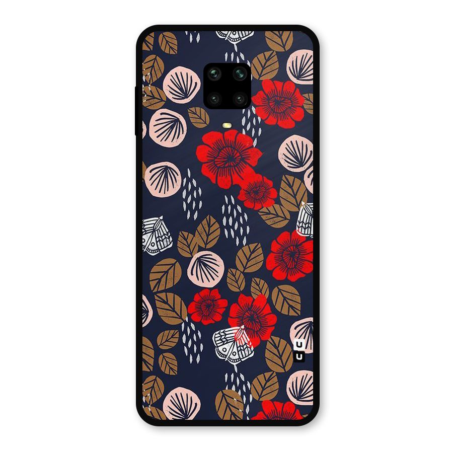 Orange Flora Metal Back Case for Redmi Note 9 Pro Max