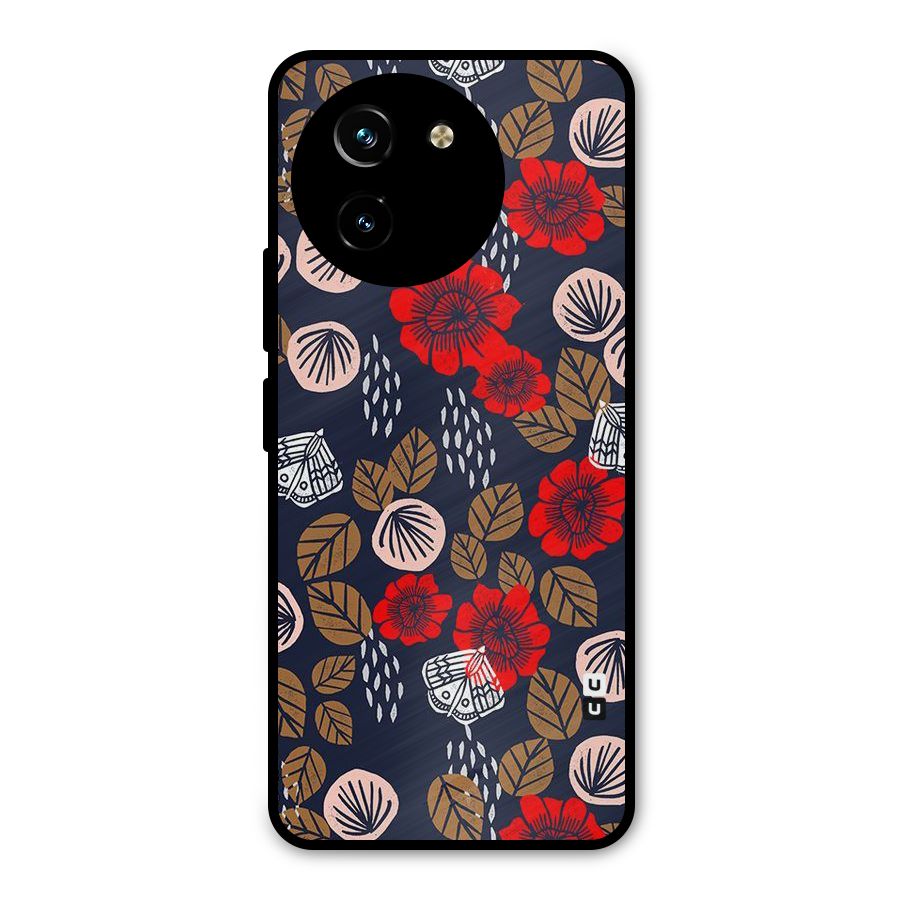 Orange Flora Metal Back Case for Vivo T3x