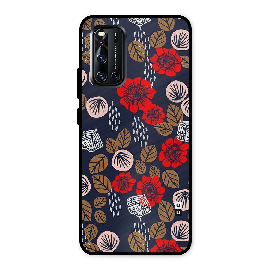 Orange Flora Metal Back Case for Vivo V19