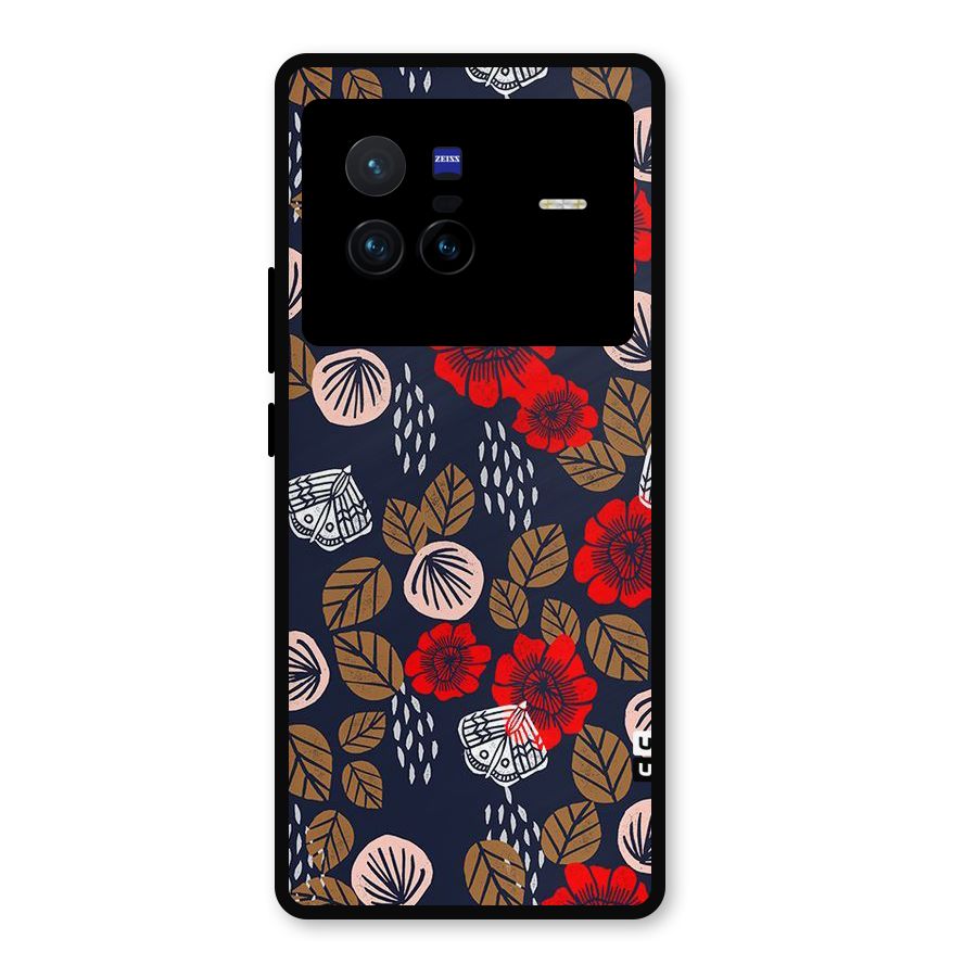 Orange Flora Metal Back Case for Vivo X80