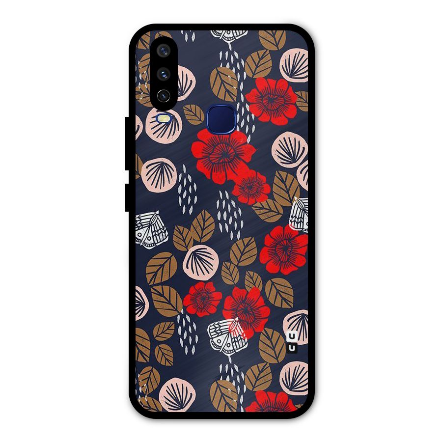 Orange Flora Metal Back Case for Vivo Y15