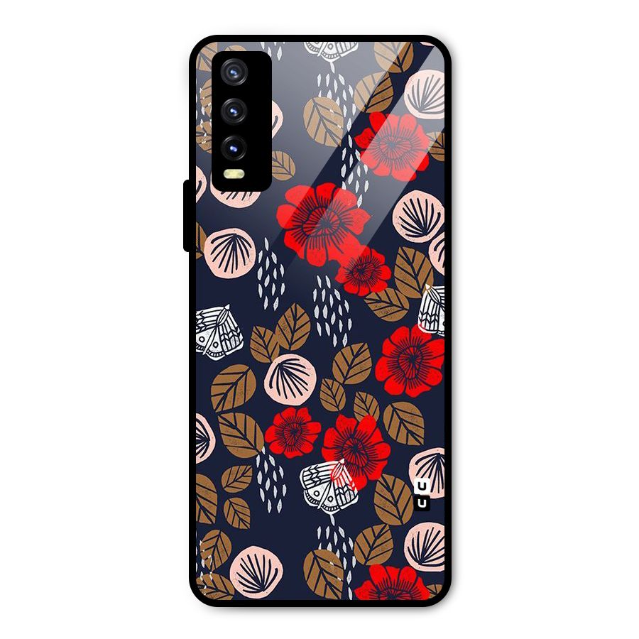 Orange Flora Metal Back Case for Vivo Y20g