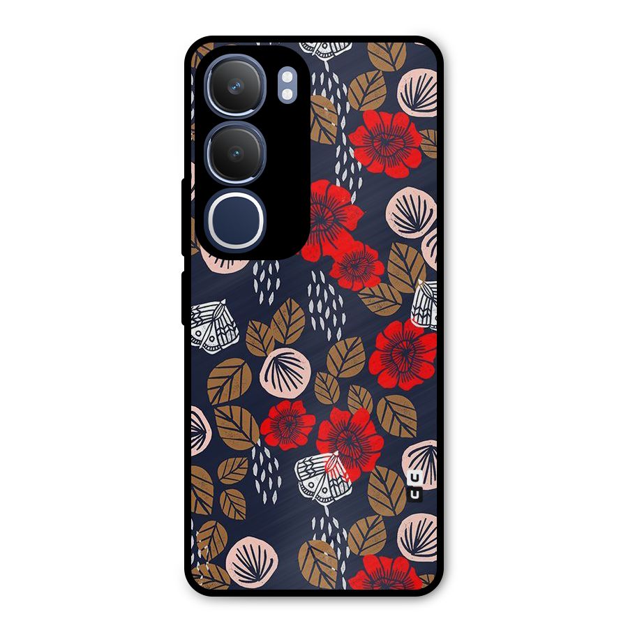 Orange Flora Metal Back Case for Vivo Y29