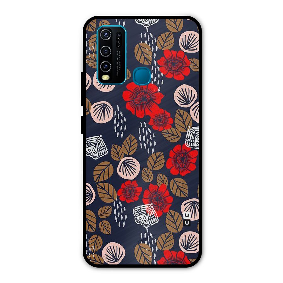 Orange Flora Metal Back Case for Vivo Y50