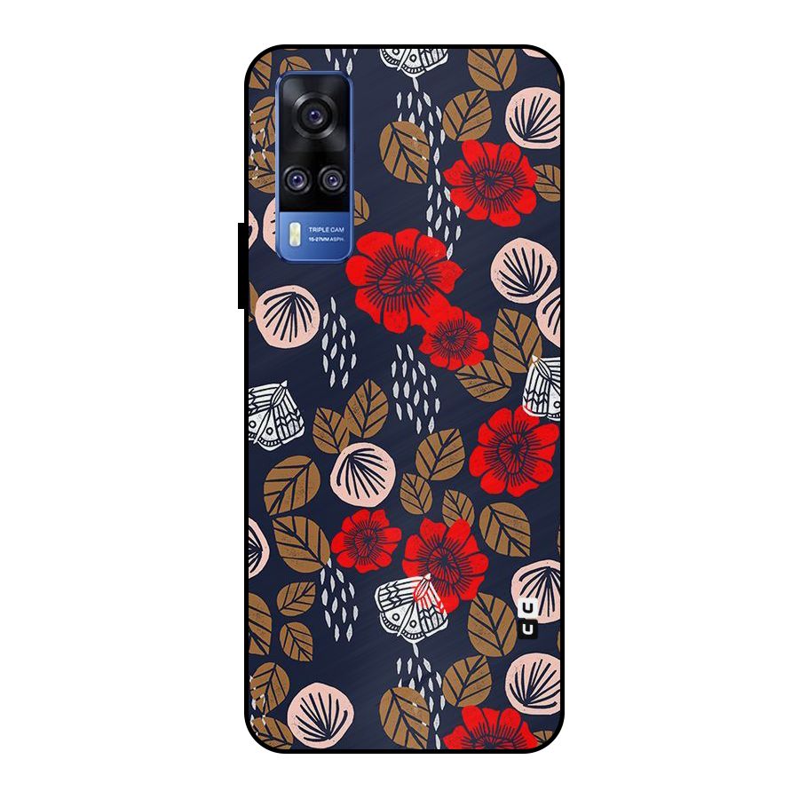 Orange Flora Metal Back Case for Vivo Y51