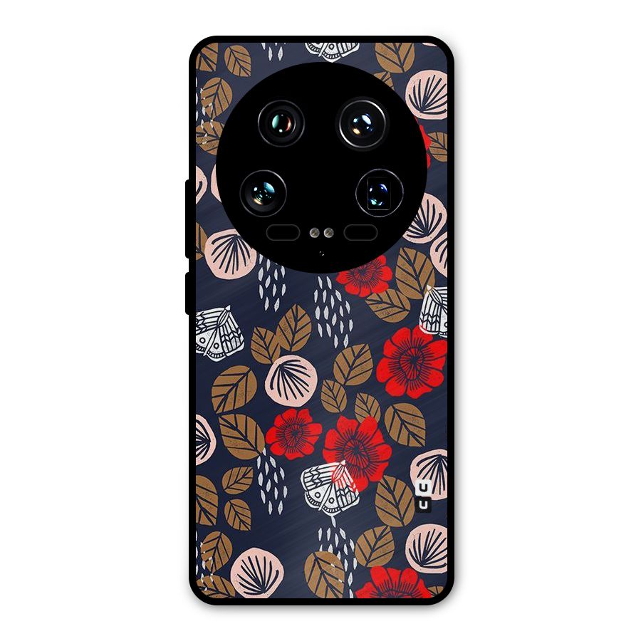Orange Flora Metal Back Case for Xiaomi 14 Ultra