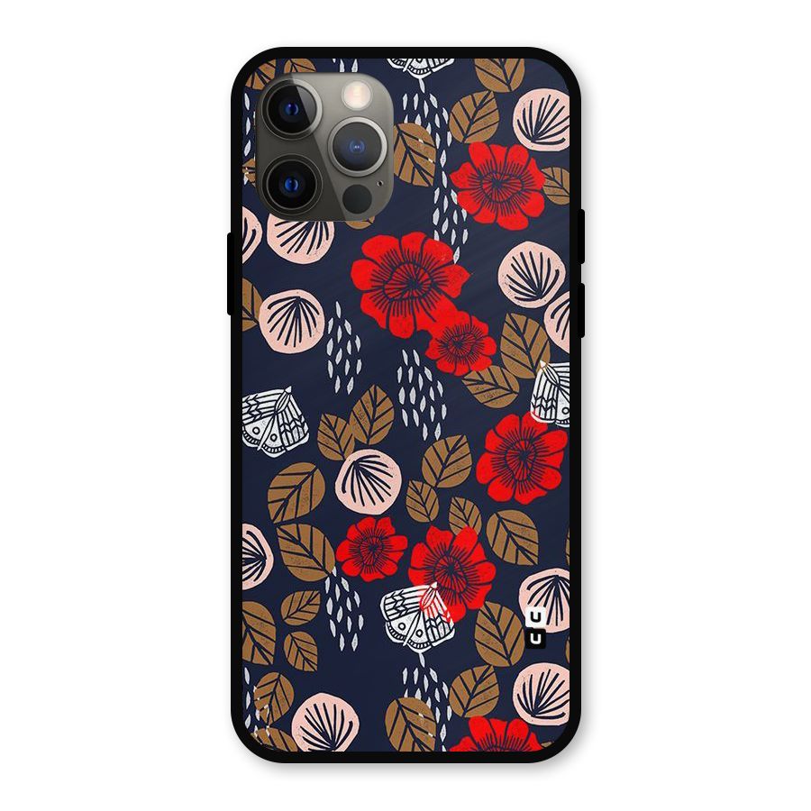 Orange Flora Metal Back Case for iPhone 12 Pro