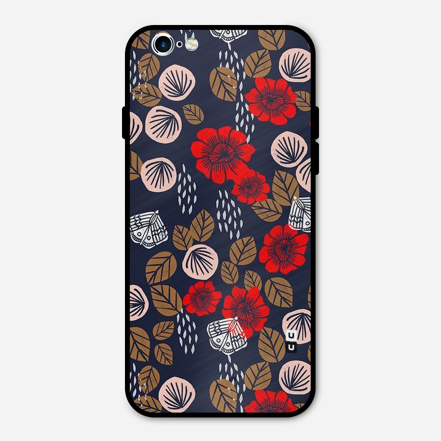 Orange Flora Metal Back Case for iPhone 6 6s