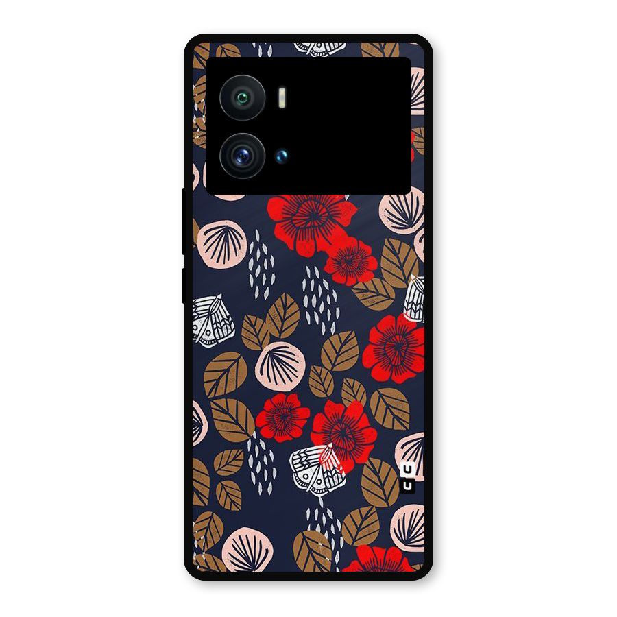 Orange Flora Metal Back Case for iQOO 9 Pro