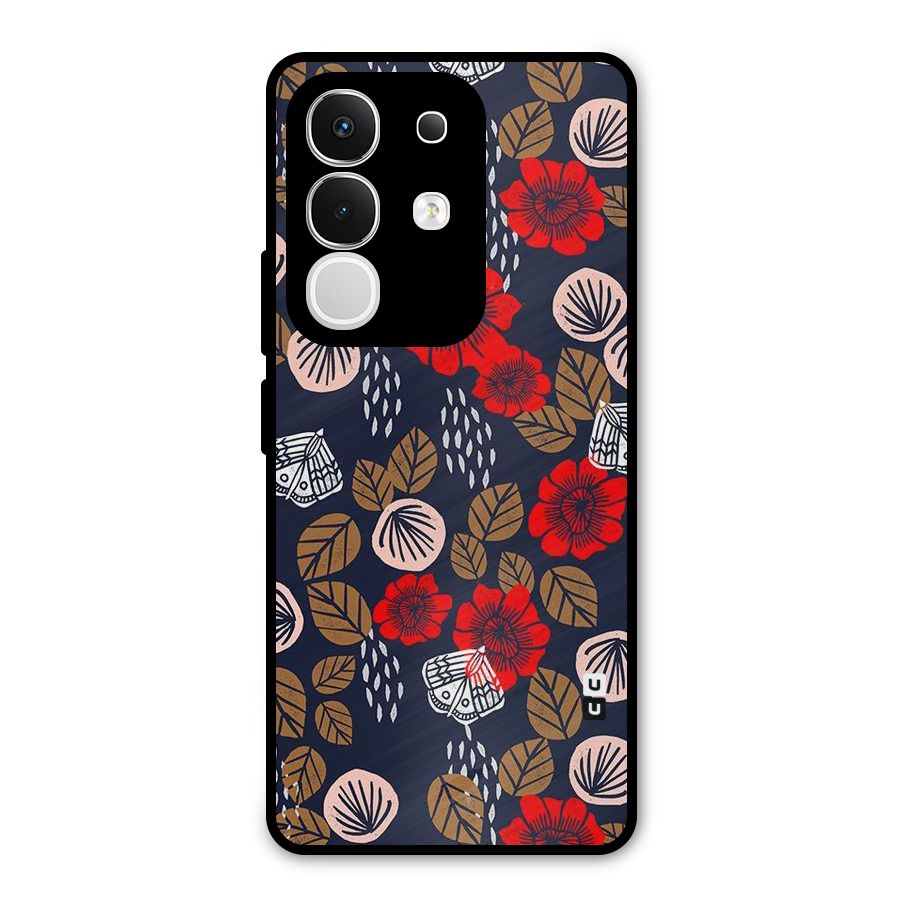 Orange Flora Metal Back Case for iQOO Z10x