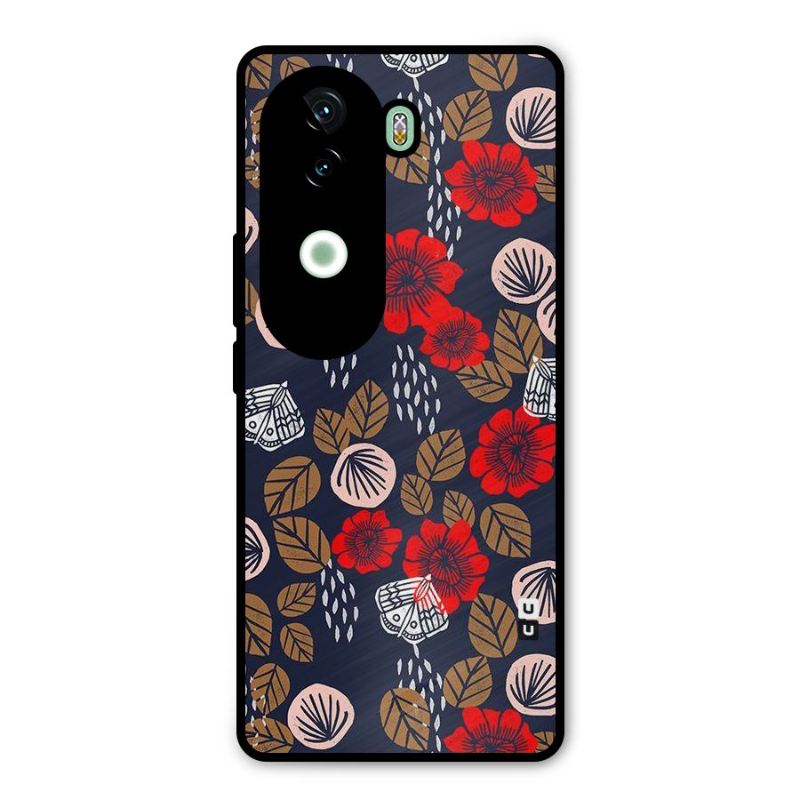 Orange Flora Metal Back Case for iQOO Z9s