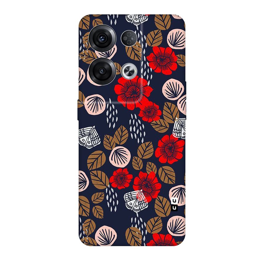 Orange Flora Original Polycarbonate Back Case for Oppo Reno8 Pro 5G