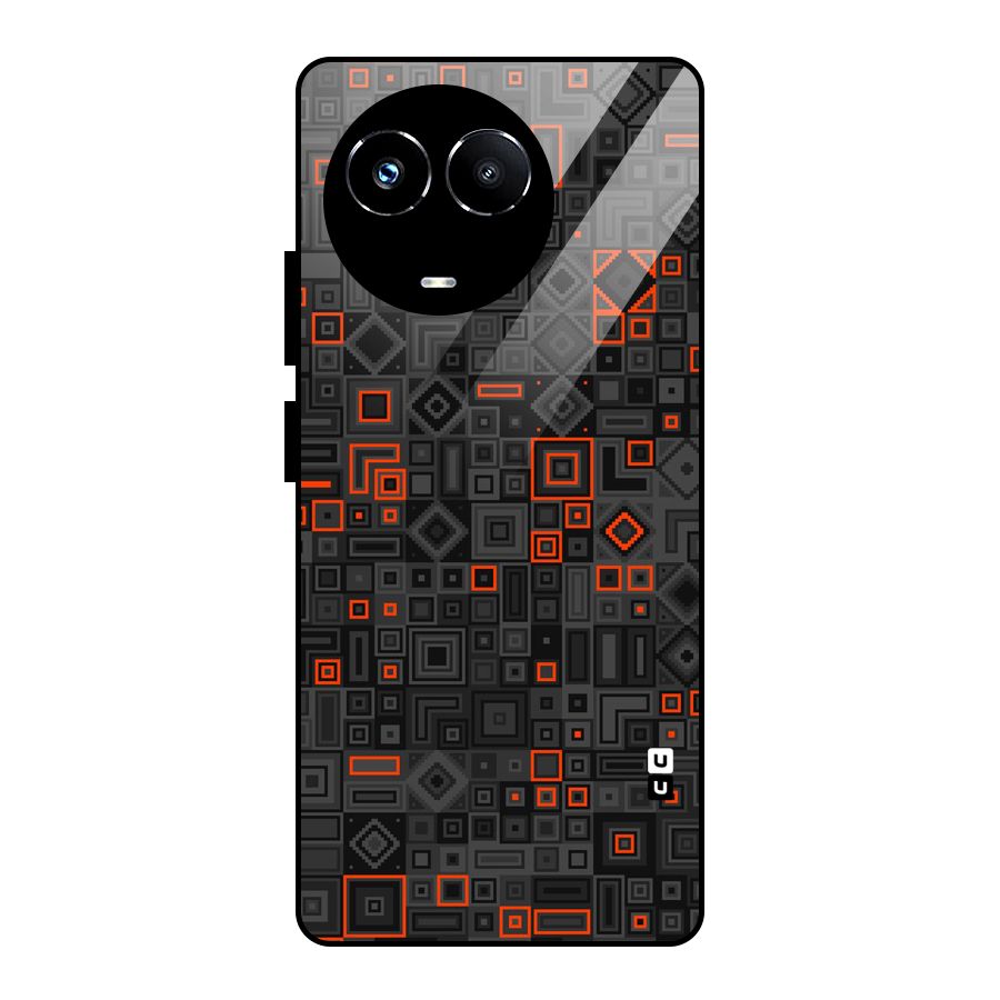 Orange Shapes Abstract Glass Back Case for Realme 11X