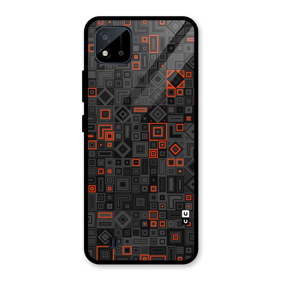 Orange Shapes Abstract Glass Back Case for Realme C11 2021