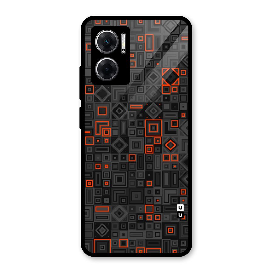 Orange Shapes Abstract Glass Back Case for Redmi 11 Prime 5G