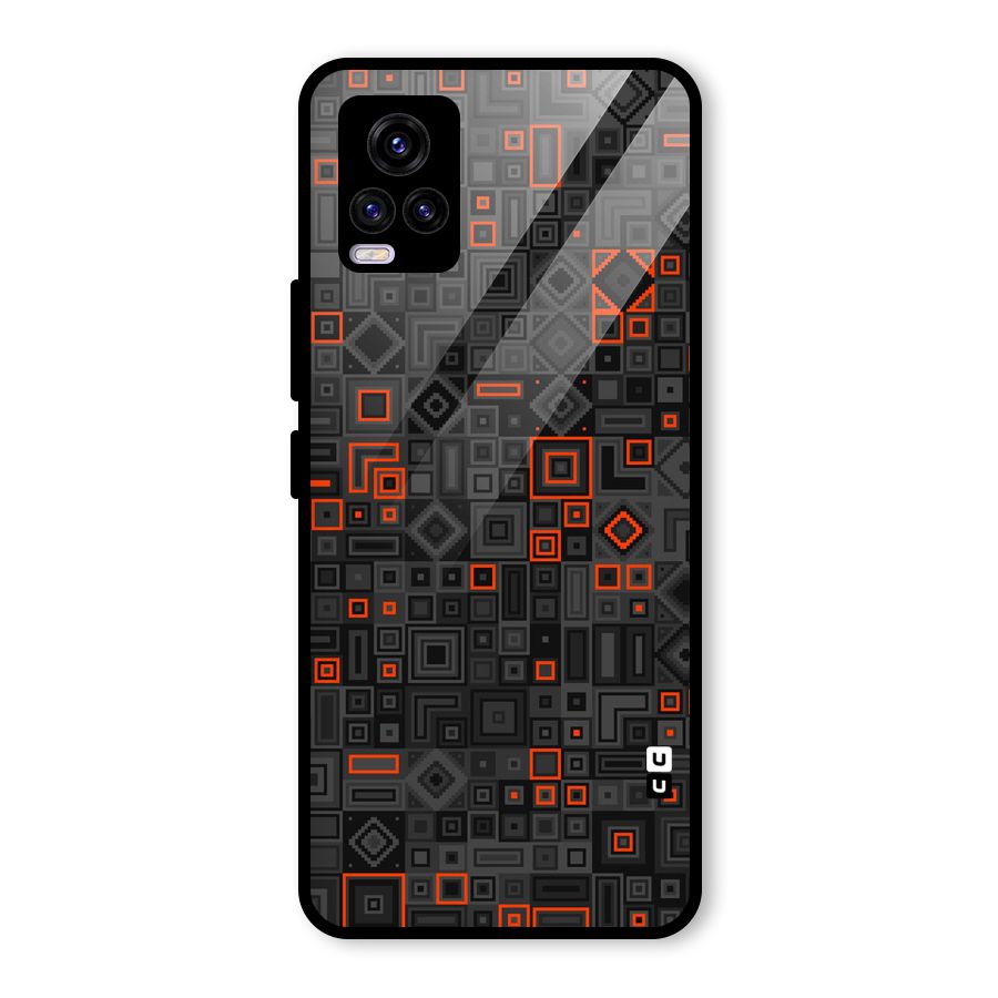 Orange Shapes Abstract Glass Back Case for Vivo V20 2021