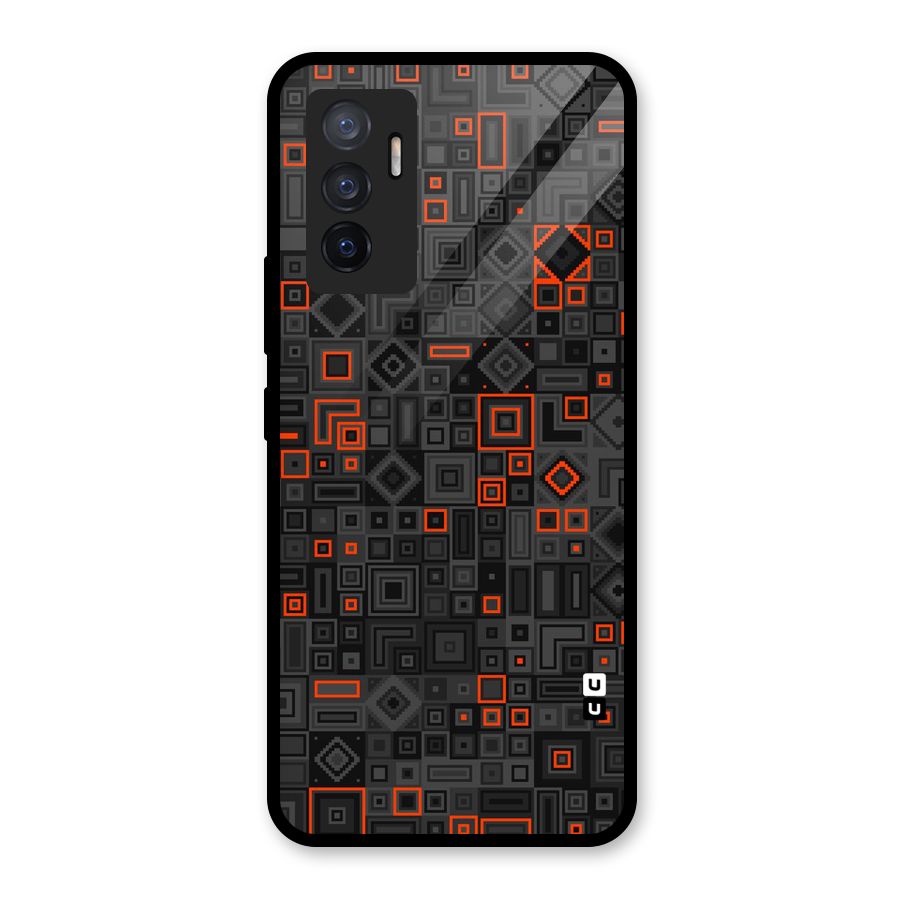 Orange Shapes Abstract Glass Back Case for Vivo V23e