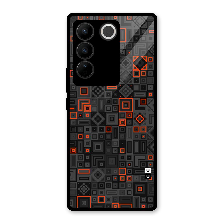 Orange Shapes Abstract Glass Back Case for Vivo V27