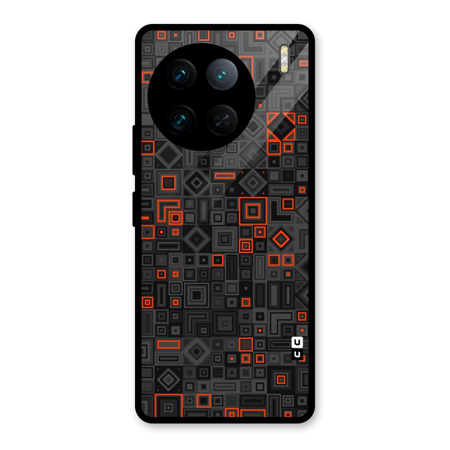 Orange Shapes Abstract Glass Back Case for Vivo X90 Pro