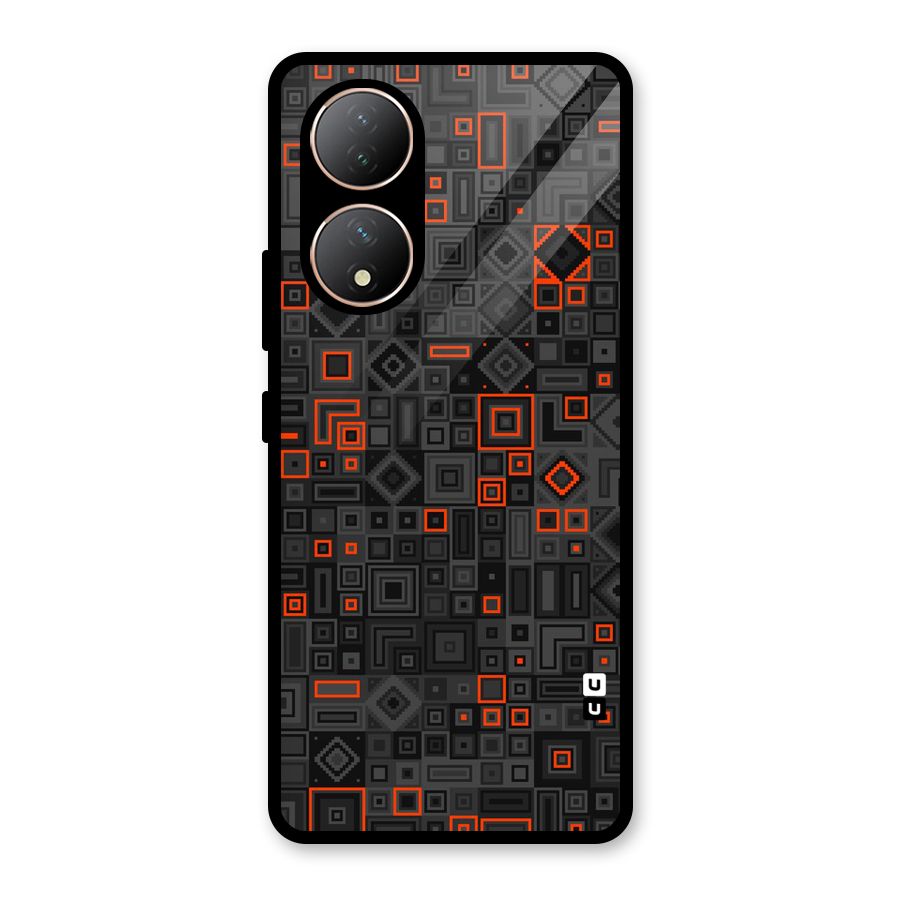 Orange Shapes Abstract Glass Back Case for Vivo Y100A