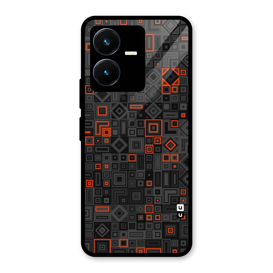 Orange Shapes Abstract Glass Back Case for Vivo Y22s