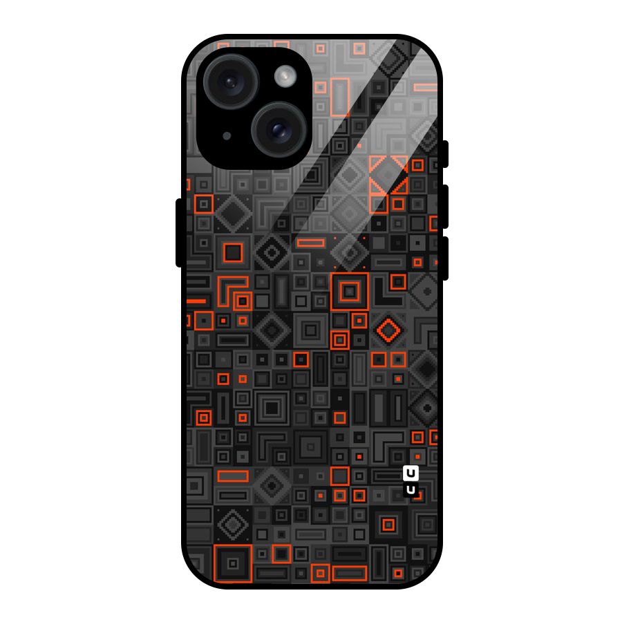 Orange Shapes Abstract Glass Back Case for iPhone 15