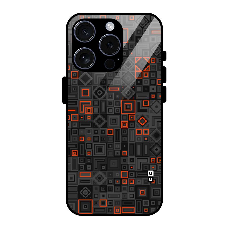 Orange Shapes Abstract Glass Back Case for iPhone 15 Pro