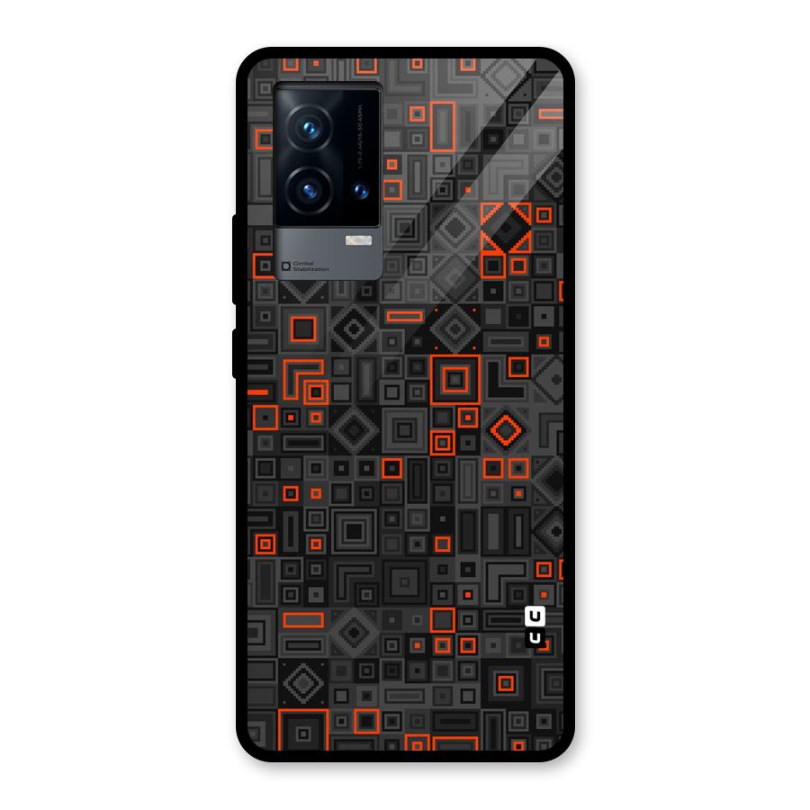 Orange Shapes Abstract Glass Back Case for iQOO 9 5G