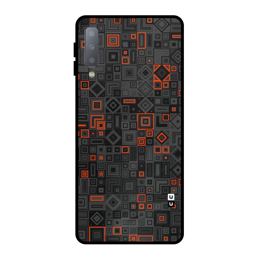 Orange Shapes Abstract Metal Back Case for Galaxy A7 (2018)