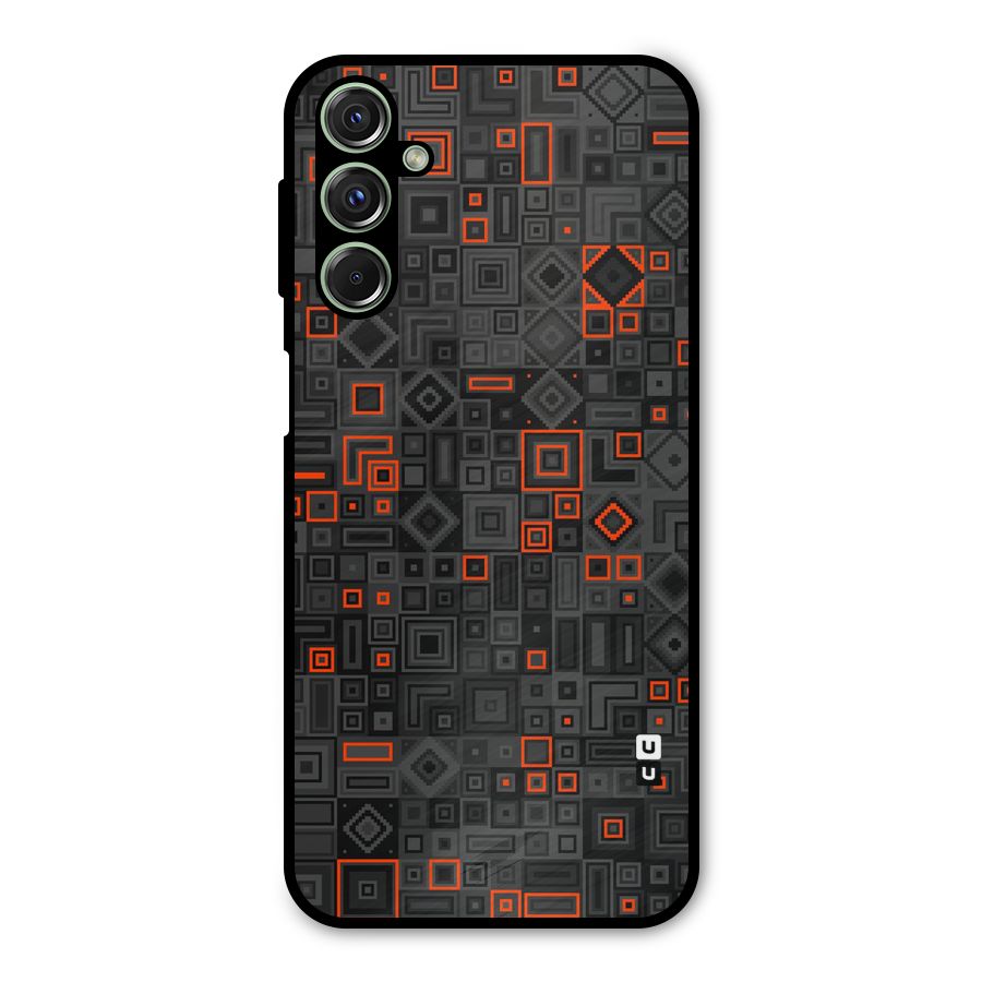 Orange Shapes Abstract Metal Back Case for Galaxy F34