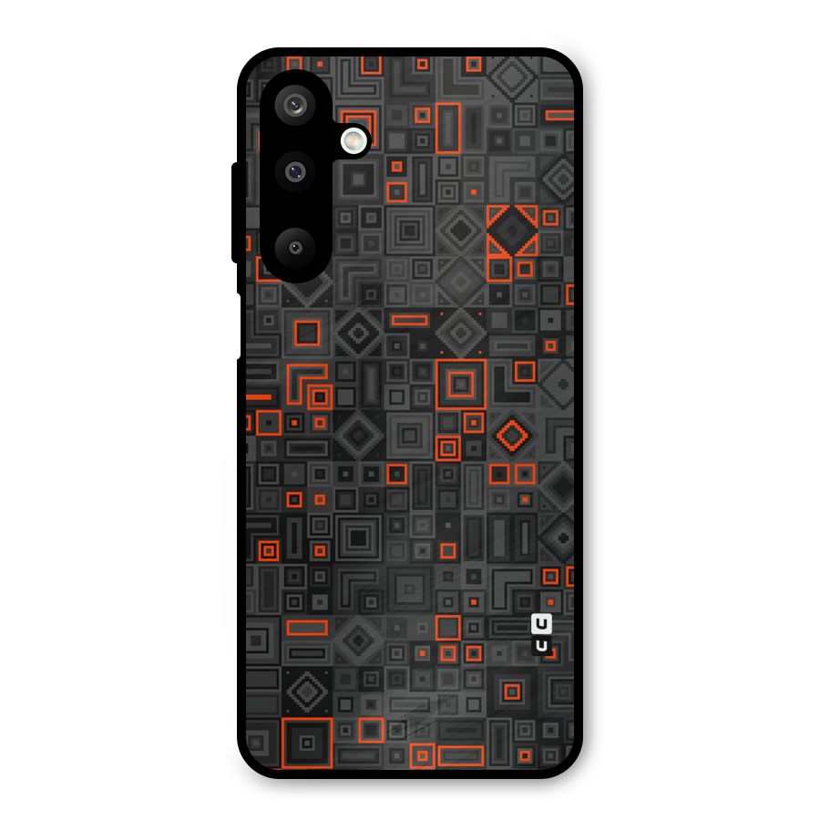 Orange Shapes Abstract Metal Back Case for Galaxy M16