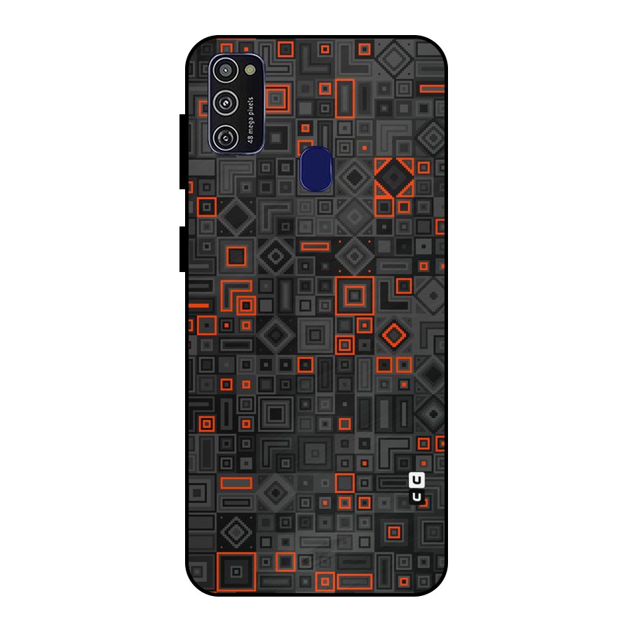Orange Shapes Abstract Metal Back Case for Galaxy M21