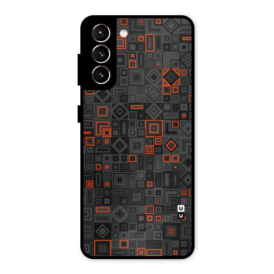 Orange Shapes Abstract Metal Back Case for Galaxy S21 5G