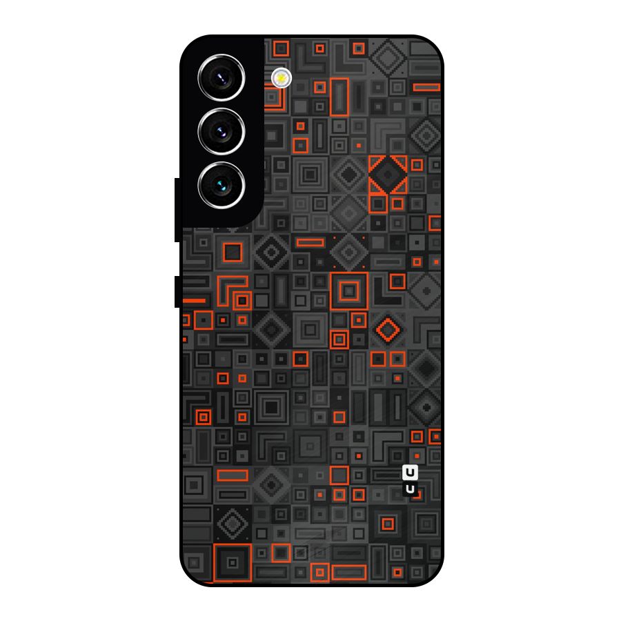 Orange Shapes Abstract Metal Back Case for Galaxy S22 5G