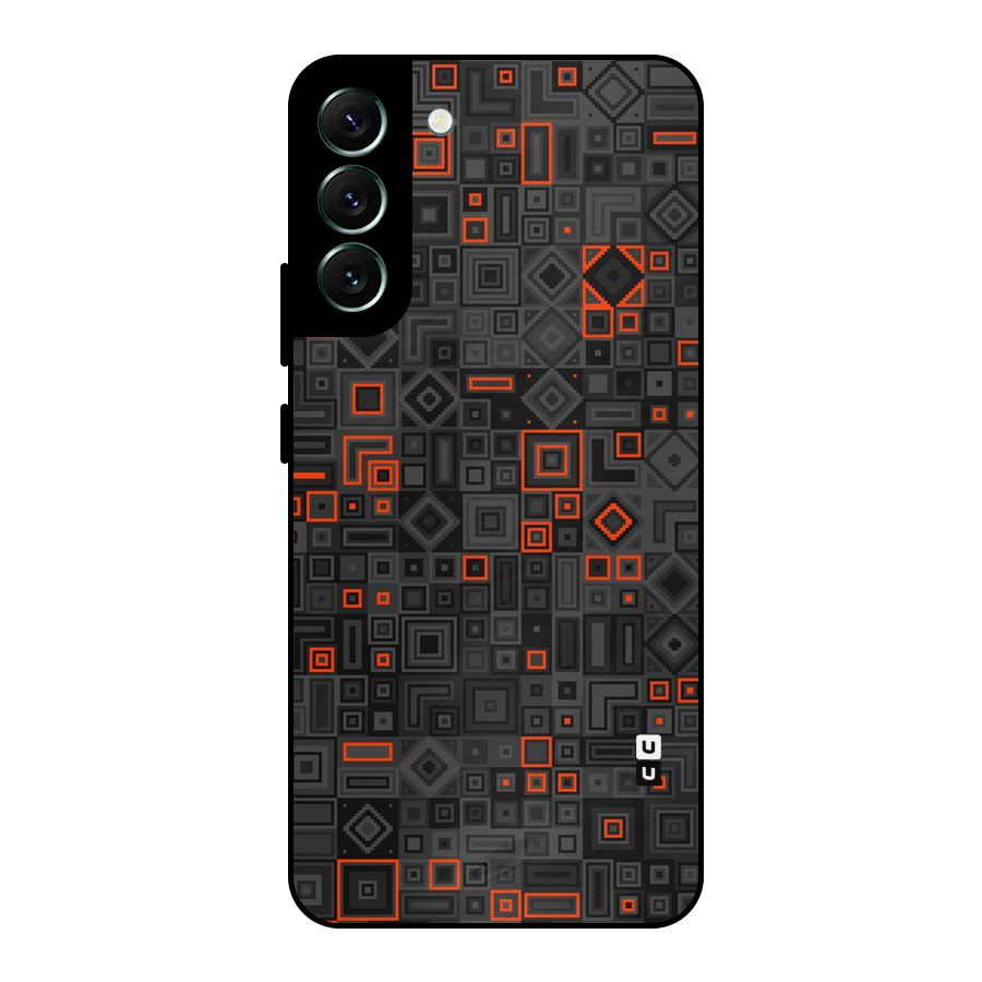 Orange Shapes Abstract Metal Back Case for Galaxy S22 Plus 5G