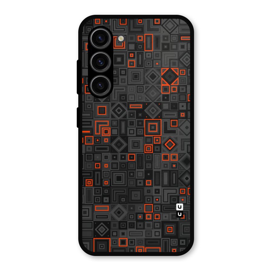 Orange Shapes Abstract Metal Back Case for Galaxy S23
