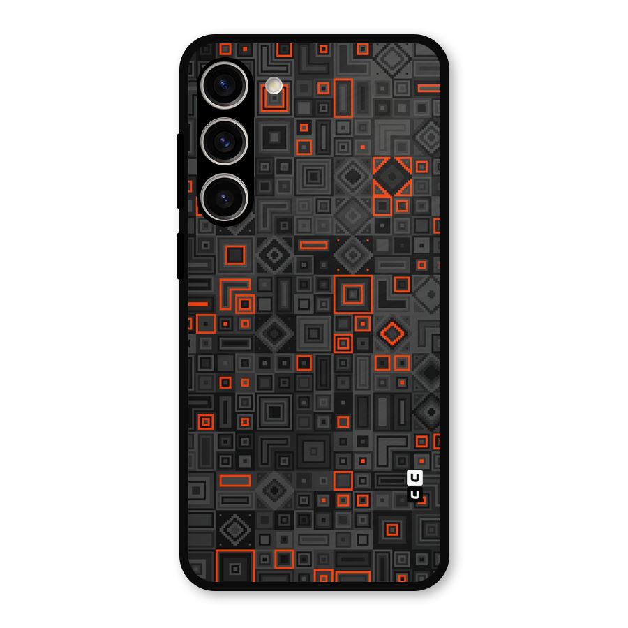 Orange Shapes Abstract Metal Back Case for Galaxy S23 Plus