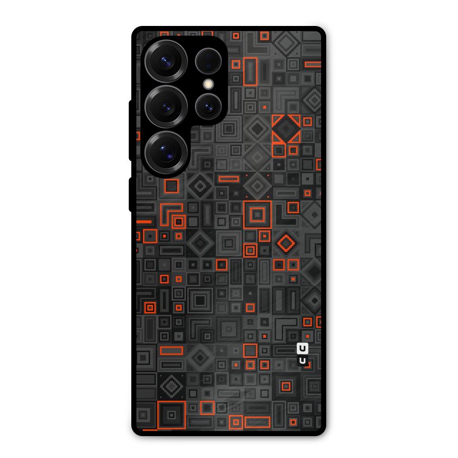 Orange Shapes Abstract Metal Back Case for Galaxy S25 Ultra