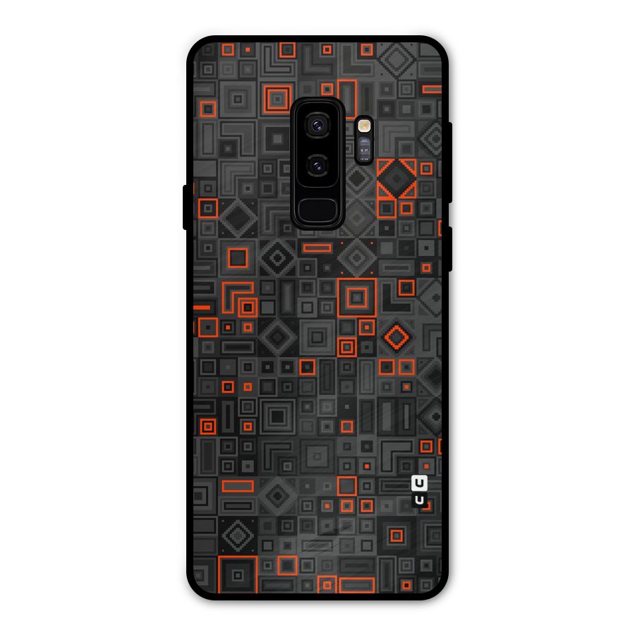 Orange Shapes Abstract Metal Back Case for Galaxy S9 Plus