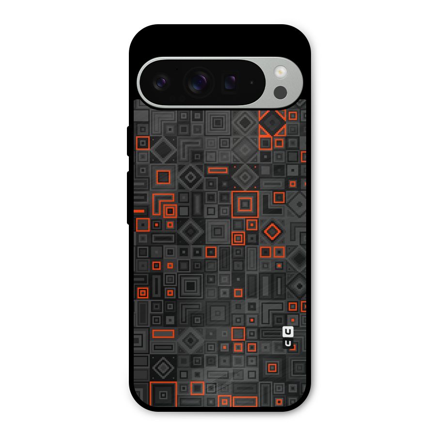 Orange Shapes Abstract Metal Back Case for Google Pixel 9 Pro XL