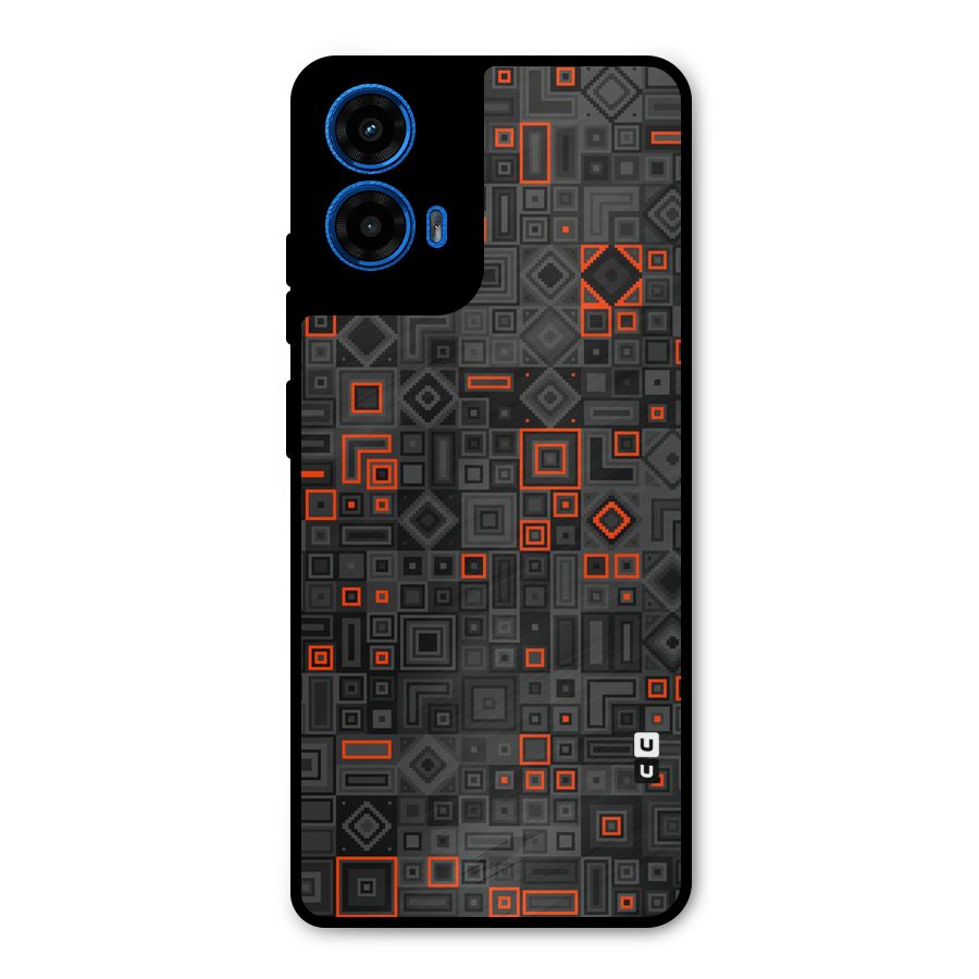 Orange Shapes Abstract Metal Back Case for Moto G45